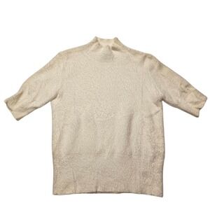 Bailey 44 Womens Ivory Fuzzy‎ Knit Mock Neck Pullover Sweater Size Small